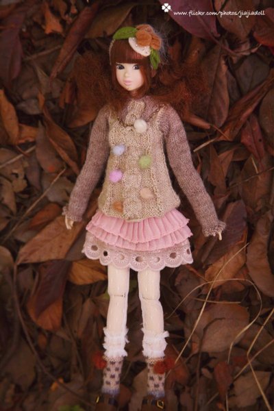 Photo4: Brown dot pompom socks (4)
