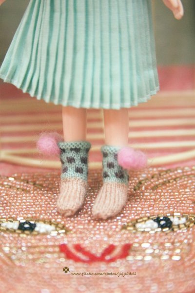 Photo3: mint dot pompom socks (3)
