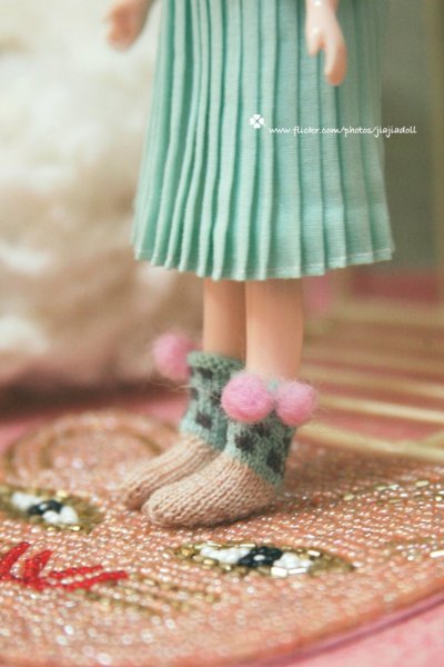 Photo2: mint dot pompom socks (2)