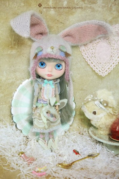 Photo4: Pink and green prismatic checked socks (of Pink Bunny Wonderland) (4)