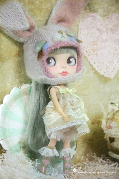 Photo5: Pink and green prismatic checked socks (of Pink Bunny Wonderland) (5)