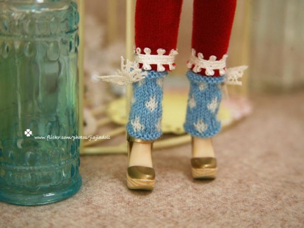 Photo2: blue drop dot lace bowknot leg warmers (2)