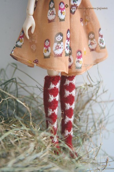 Photo2: Bowknots stocking socks in red (2)