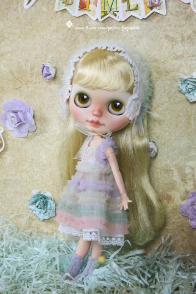 Photo5: Flowers First love shinning violet twist pompom socks (5)