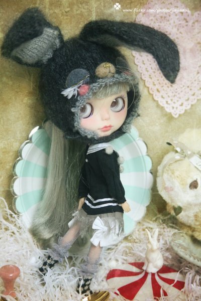 Photo5: sailor suit Hand Knit-black and white mini prismatic checked socks (5)