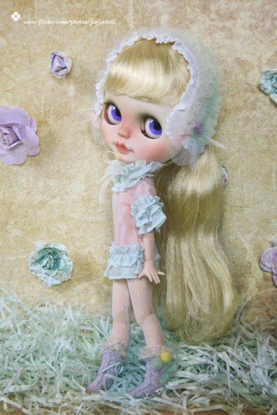 Photo3: Flowers First love shinning violet twist pompom socks (3)