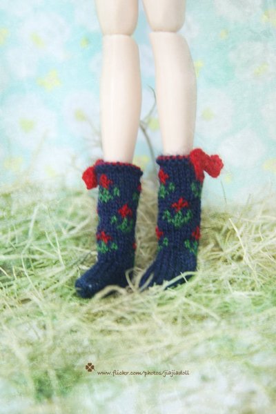 Photo2: navy blue flower bowknot socks (2)