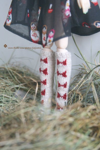 Photo2: Bowknots stocking socks in cream white (2)