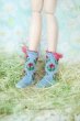 Photo1: light blue flower bowknot socks (1)