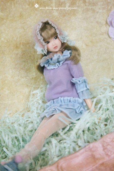 Photo5: Flowers First love shinning blue twist pompom socks (5)