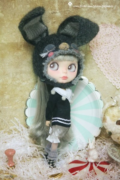 Photo4: sailor suit Hand Knit-black and white mini prismatic checked socks (4)