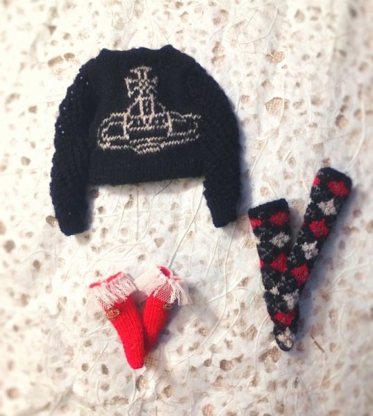 Photo2:  black red checked stockings (2)