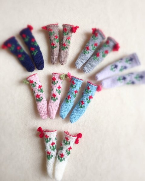 Photo6: light blue flower bowknot socks (6)