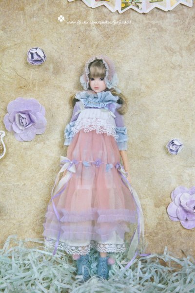 Photo3: Flowers First love shinning blue twist pompom socks (3)