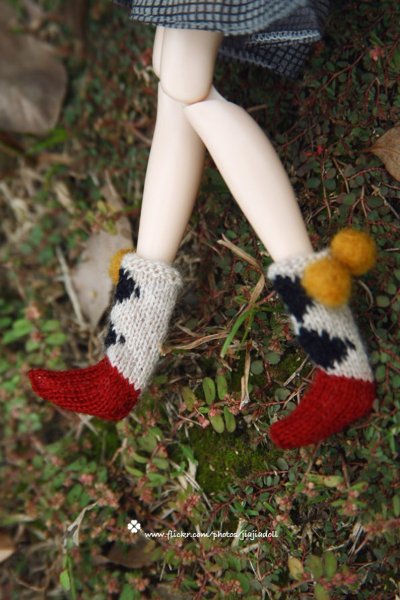 Photo2: black checked pompom socks (2)