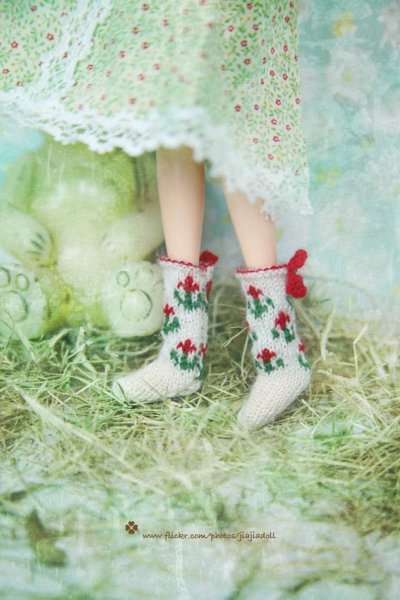 Photo2: red flower bowknot socks (2)