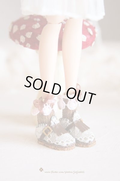 Photo3: coffee milk camel lace bowknot socks (3)