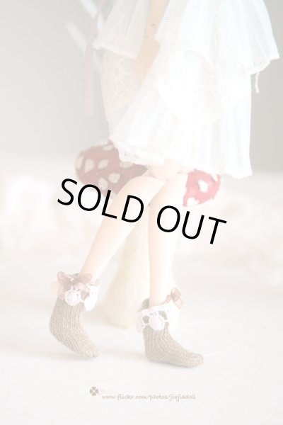 Photo2: coffee milk camel lace bowknot socks (2)