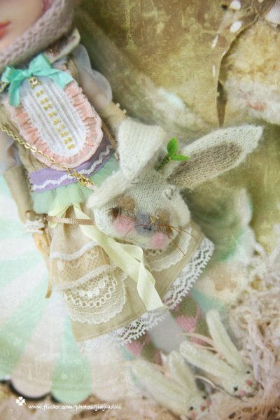 Photo4: pink Bunny Hand Knited boots shoes (of Pink Bunny Wonderland) (4)