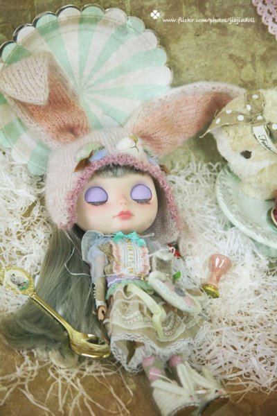 Photo5: pink Bunny Hand Knited boots shoes (of Pink Bunny Wonderland) (5)