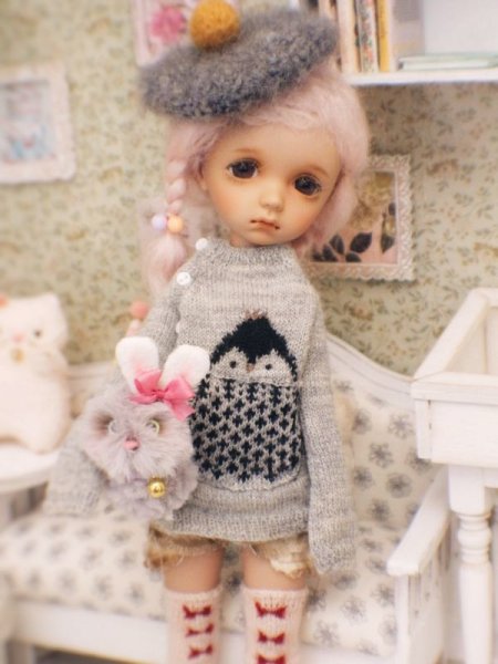 Photo4:  Cute Animals - Penguin sweater in grey (4)