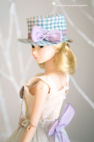 Photo4: light blue checked bowknot hat (4)
