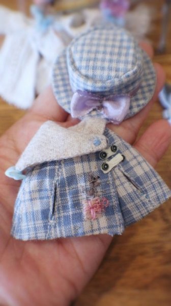 Photo10: light blue checked bowknot hat (10)