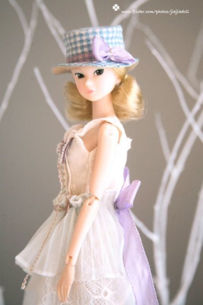 Photo3: light blue checked bowknot hat (3)