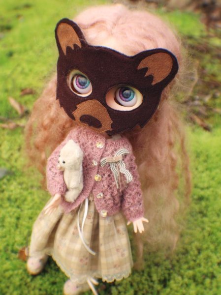 Photo2: 2 pieces - pink mohair hollow bowknots lace sweater and bowknot brooch (2)