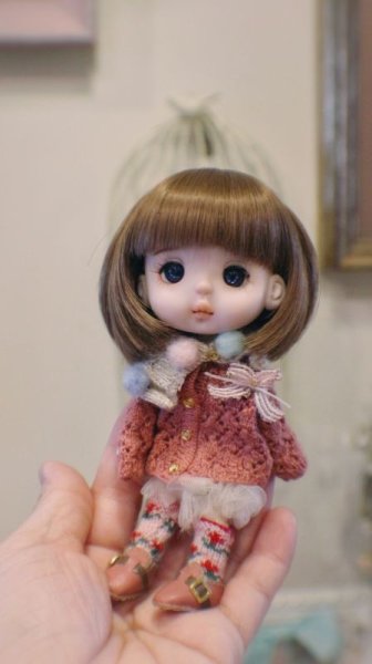 Photo9: 2 pieces - pink mohair hollow bowknots lace sweater and bowknot brooch (9)