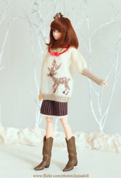 Photo3:  Cute Animals - Deer sweater in day white (3)