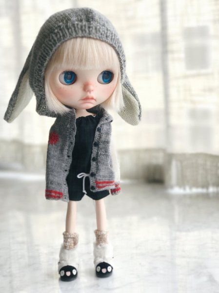 Photo4:  baseball cardigan in grey (4)