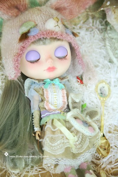 Photo3: sleeping bunny hat in pink (3)