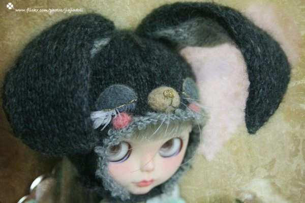 Photo2: sleeping bunny hat in dark grey (2)