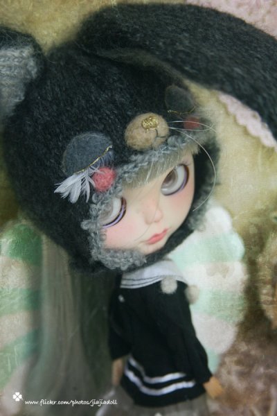 Photo3: sleeping bunny hat in dark grey (3)