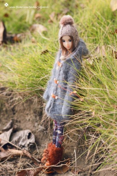 Photo2: mohair grey hooded long sweater (2)