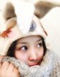 Photo2: sleeping bunny hat in white for Adult (2)