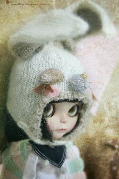 Photo2: sleeping bunny hat in white (2)