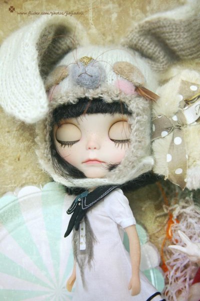 Photo3: sleeping bunny hat in white (3)