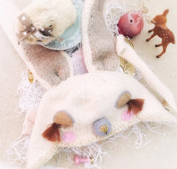 Photo7: sleeping bunny hat in white for Adult (7)