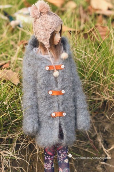 Photo3: mohair grey hooded long sweater (3)