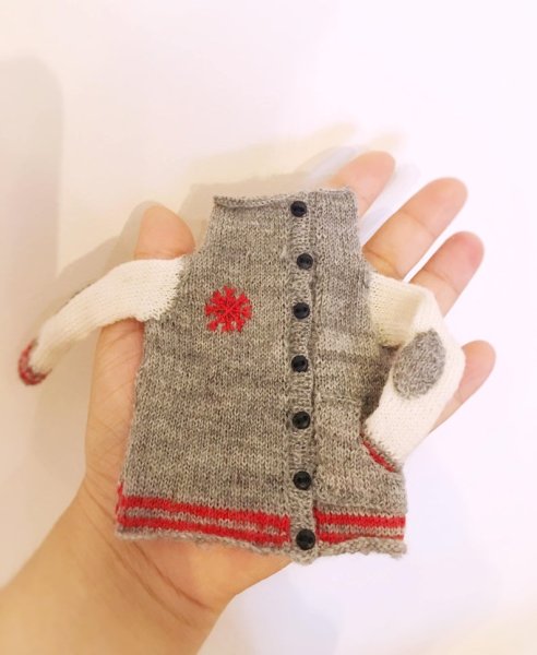 Photo3:  baseball cardigan in grey (3)