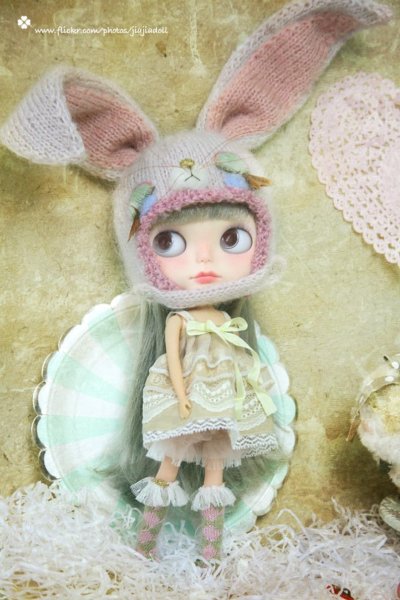 Photo4: sleeping bunny hat in pink (4)
