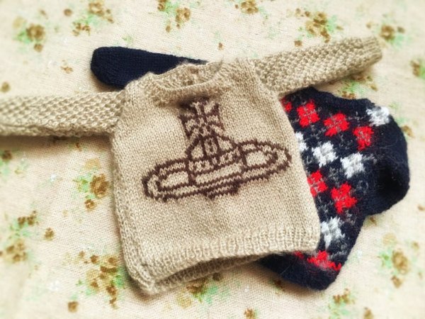 Photo4: vivienne westwood orb logo Sweater in black camel with mesh sleeves (4)