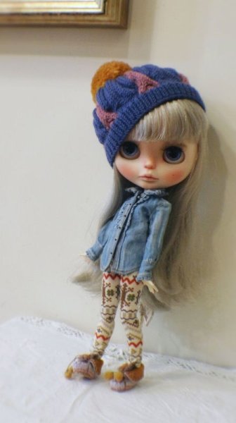 Photo9: blue violet meat dumpling pompom hat (9)