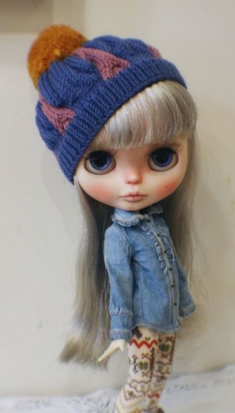 Photo6: blue violet meat dumpling pompom hat (6)