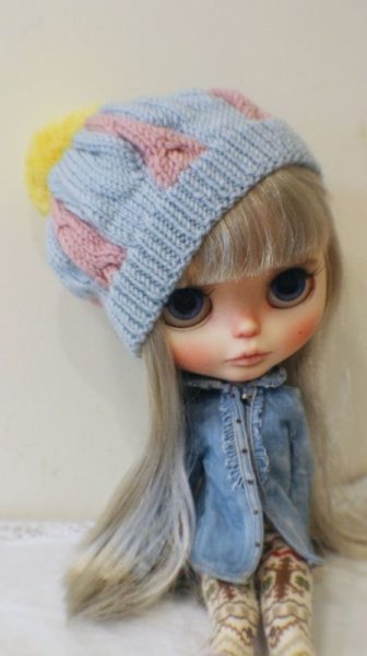 Photo2: baby blue pink meat dumpling pompom hat (2)