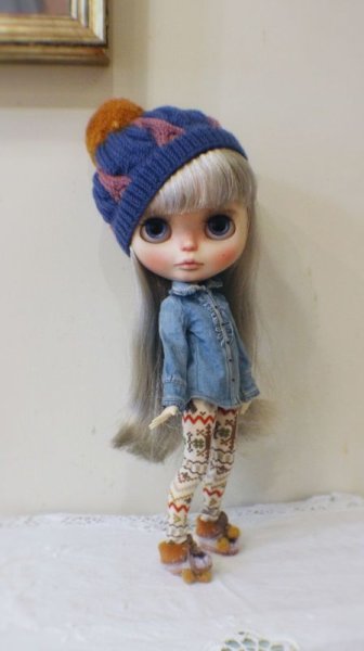 Photo8: blue violet meat dumpling pompom hat (8)