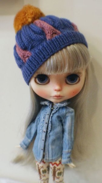 Photo7: blue violet meat dumpling pompom hat (7)
