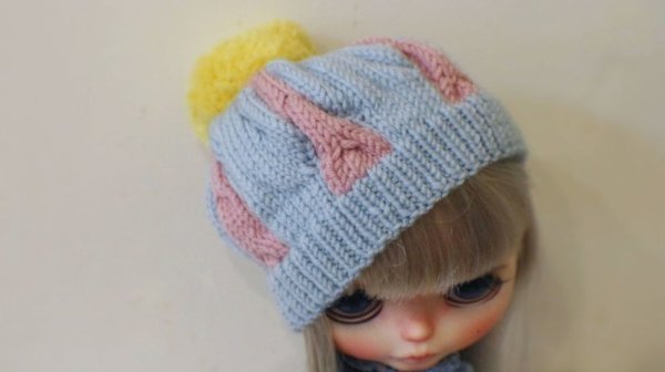 Photo3: baby blue pink meat dumpling pompom hat (3)